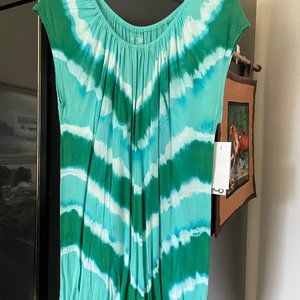 NWT  RXB Teal and white tie dyed sleeveless top Size Medium
